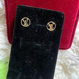 Gold Designer Logo Stud Earrings solid 18k yellow gold